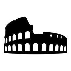 A Black and White Silhouette of the Colosseum Historical Landmark Rome
