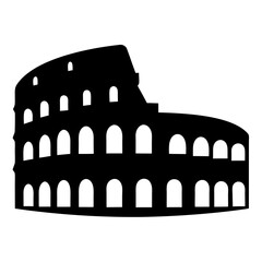 Dramatic black silhouette of the Colosseum in Rome with a white backdrop