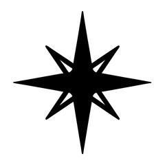 Eight Pointed Star Graphic Illustration with Black Silhouette on White Background