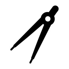 A black drawing compass, an instrument for drawing arcs and circles