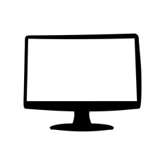 Sleek Black and White Computer Monitor Illustration for Creative Design Purposes