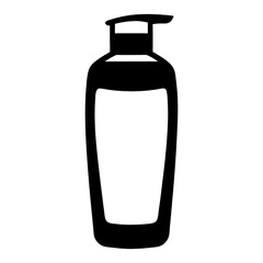 Black and white bottle icon with pump top for product design