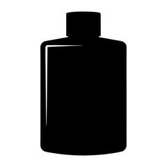 Simple silhouette of a rectangular bottle with a short neck and cap