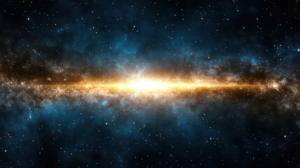 Fototapeta premium Stunning cosmic scene featuring bright beam of light stretching across dark galaxy