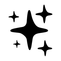 Fourpointed stars of varying sizes scattered on a white isolated background