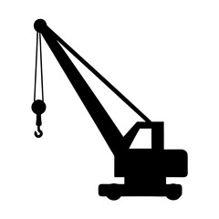 Silhouette of a construction crane for industrial use with white background