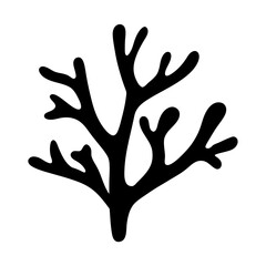 Obraz premium Stylized Silhouette of Black Seaweed Algae on White Background Detailed Illustration