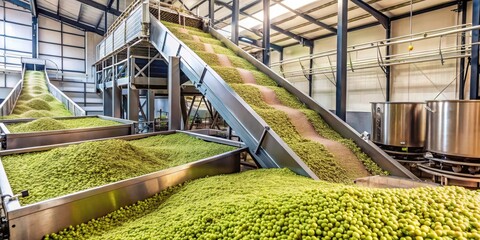 Highly efficient machinery processes large quantities of hops and barley, automation
