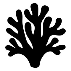 Elegant black coral silhouette on white background, perfect for ocean designs
