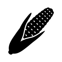 Black and white silhouette image of corn on the cob vector illustration