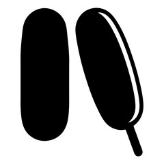 Simple black and white illustration of two ice cream bars, one on a stick