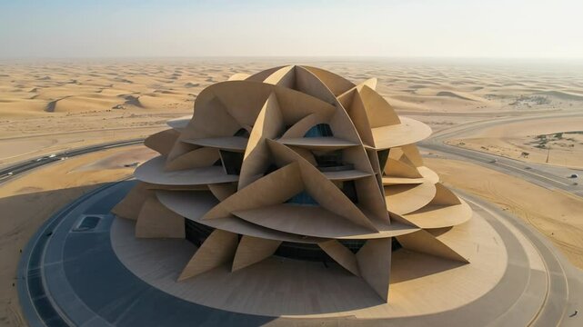 Dohas national museum a futuristic desert oasis at golden hour