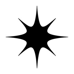 Eight Pointed Starburst in Black and White Minimalist Icon Design