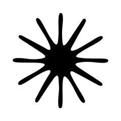 Abstract radial symmetrical pattern in black on white background with rounded protrusions