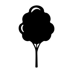 Stylized Black Tree Silhouette with Distinct Canopy and Trunk Shape