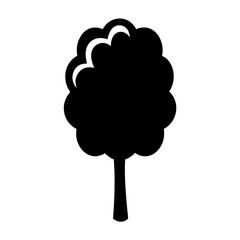 Simple black tree silhouette illustration with rounded leaves on white background