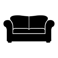 Sleek Black Silhouette of a Loveseat Sofa with Minimalist White Outline