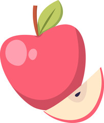 Apple with Leaf and Slice