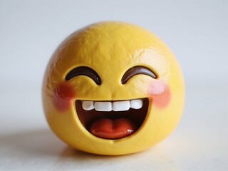 Fototapeta premium Cheerful Emoji Laughing with Wide Mouth and Blushing Cheeks