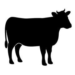 Silhouette of a Cow Standing Profile View with Minimal Details Artwork