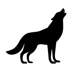 Silhouette of a Howling Wolf standing proud against a white background
