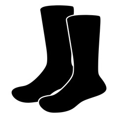 Two solid black socks standing side by side on a white background
