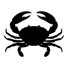 Silhouette of a Crab with Claws Raised on a White Background