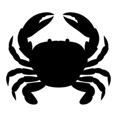 Silhouette of a Crab with Claws Raised on a White Background