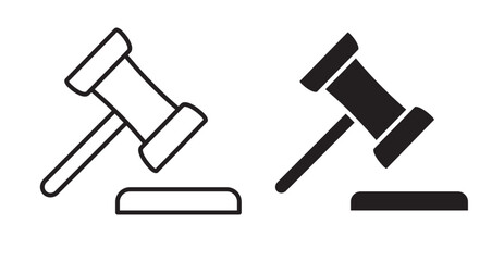 Gavel icon set flat style. Vector illustration collection.