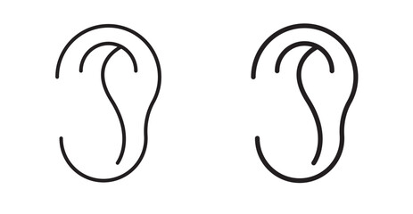 Ear icon set flat style. Vector illustration collection.