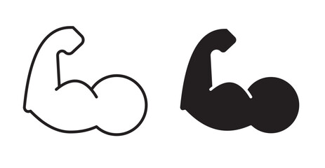 Muscle icon set flat style. Vector illustration collection.