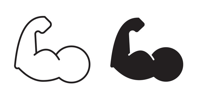 Muscle icon set flat style. Vector illustration collection.