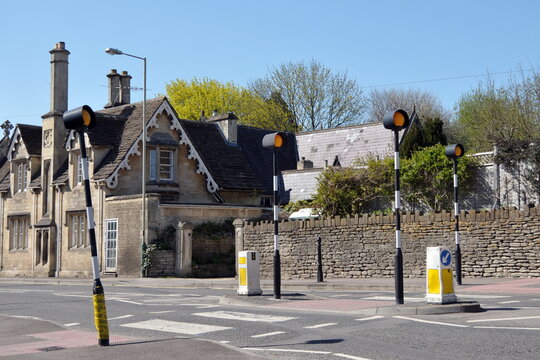 View of a zebra crossing on a street in an English town