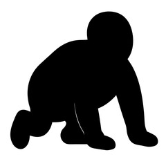 Silhouette of a toddler crawling, showing the developmental stage of mobility