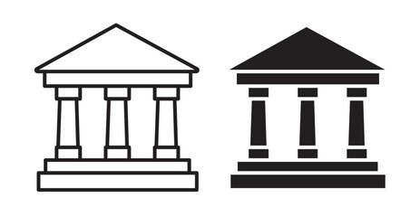 Museum icon set flat style. Vector illustration collection.