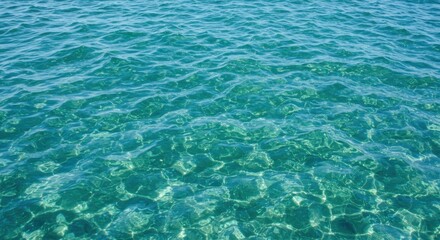 Fototapeta premium Clear turquoise water surface reflecting sunlight in a serene coastal setting