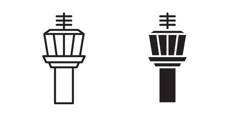 Control Tower icon set flat style. Vector illustration collection.