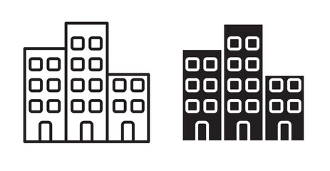 Office buildings icon set flat style. Vector illustration collection.