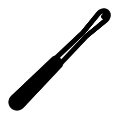 Black and white image of a metal earwax removal tool with loop