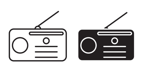 Radio icon set flat style. Vector illustration collection.