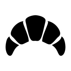 A simple black silhouette of a delicious and classic French croissant