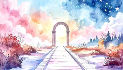 幻想的な門の背景イラスト