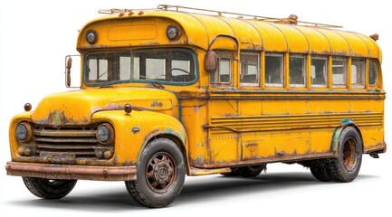 Rusty yellow school bus, weathered and aged (5)