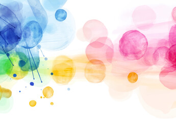 Abstract Watercolor Painting with Translucent Circles and Droplets