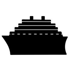 Obraz premium A minimalist silhouette illustration of a large cruise ship on white background