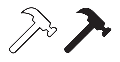 Hammer icon set flat style. Vector illustration collection.