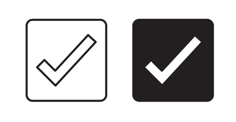 Check mark icon set flat style. Vector illustration collection.