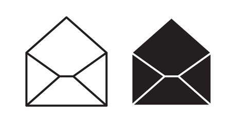 Open envelope icon set flat style. Vector illustration collection.