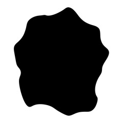 Abstract black shape against a white background evokes organic form and movement