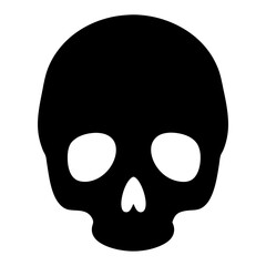Simple Black Skull Silhouette with Empty Eye Sockets and Triangular Nose Cavity